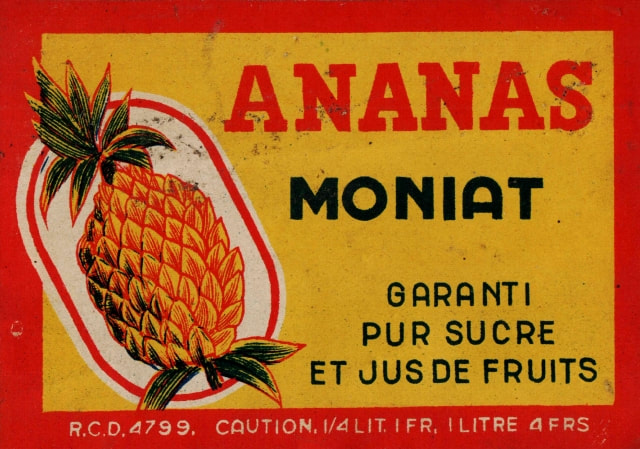 Etiket limonade Moniat ananassmaak
